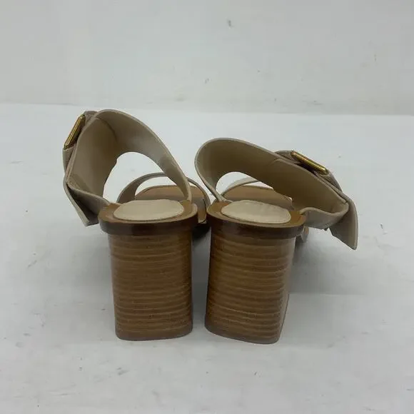 Banana Republic D'Orsay Womens Mule Heels Open Toe Cream Leather Size 8 Preowned - Picture 3 of 7